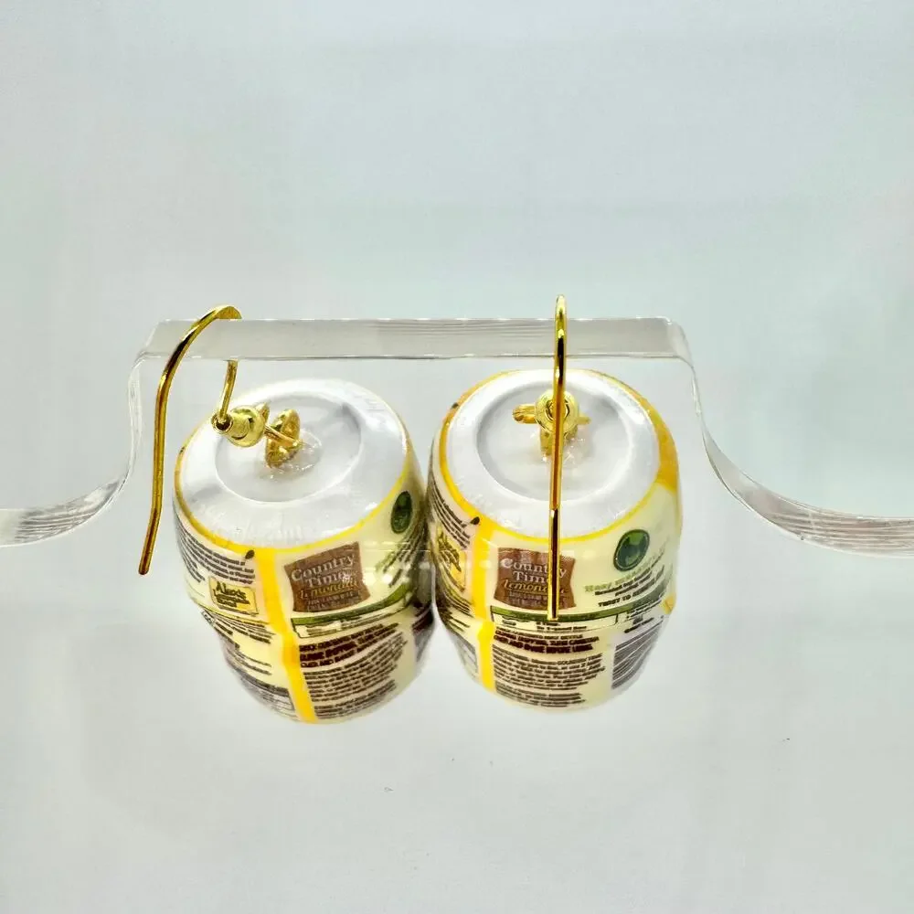 Country Lemonade Earrings - Rustic Drink Dangles - Cottagecore Summer Aesthetic